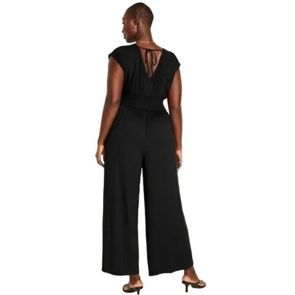 NWT OLD NAVY Waist-Defined Shirred Jumpsuit in Black Jack SZ XXL - Picture 4 of 14